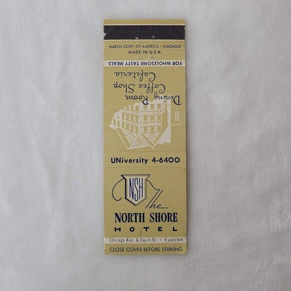 Vintage Matchbook Cover North Shore Hotel Evanston IL Illinois - Picture 4 of 5